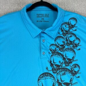 Tattoo‎ Golf Performance Polo Men XL Skull The OB Collection Blue outdoor sports